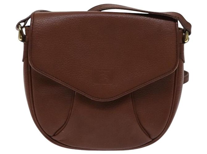 Autre Marque Borsa a spalla in pelle marrone Burberrys Auth ti2945 - vista 2