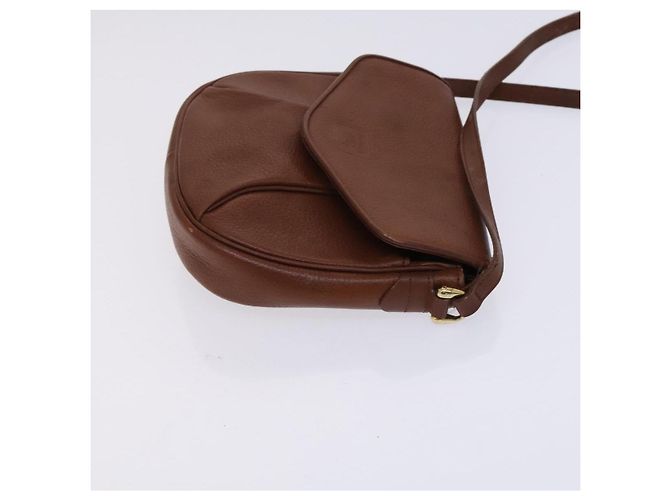 Autre Marque Borsa a spalla in pelle marrone Burberrys Auth ti2945 - vista 4