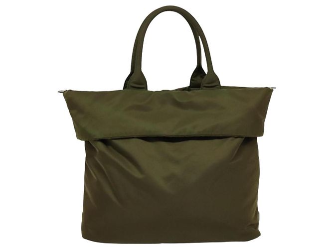 PRADA Borsa a mano in nylon 2 vie khaki Auth ac3713 Cachi - vista 3