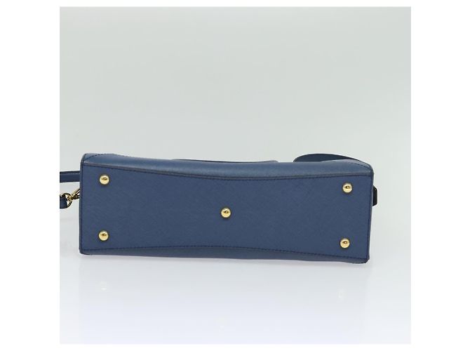Borsa MCM in pelle Safiano 2 vie blu oro Auth BA863 D'oro - vista 12