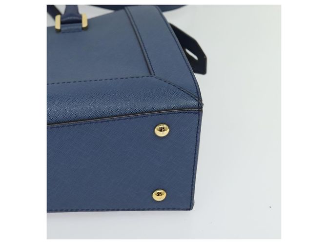 Borsa MCM in pelle Safiano 2 vie blu oro Auth BA863 D'oro - vista 14