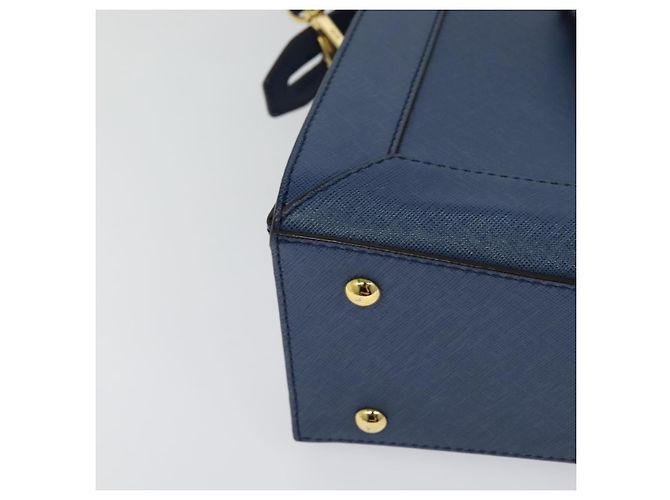 Borsa MCM in pelle Safiano 2 vie blu oro Auth BA863 D'oro - vista 15