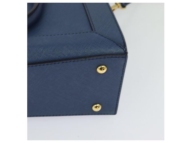 Borsa MCM in pelle Safiano 2 vie blu oro Auth BA863 D'oro - vista 16