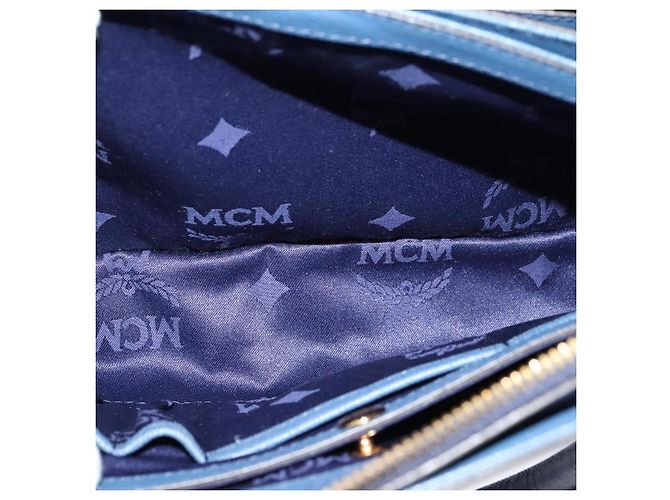 Borsa MCM in pelle Safiano 2 vie blu oro Auth BA863 D'oro - vista 22
