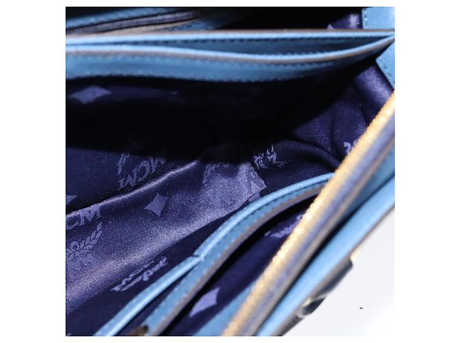 Borsa MCM in pelle Safiano 2 vie blu oro Auth BA863 D'oro - vista 23