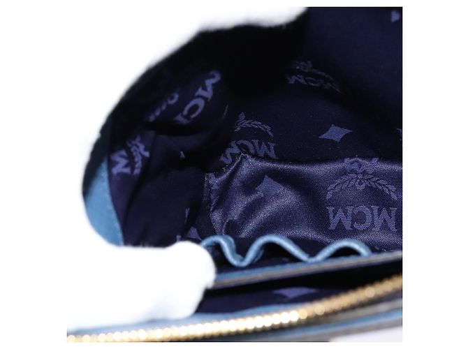 Borsa MCM in pelle Safiano 2 vie blu oro Auth BA863 D'oro - vista 24