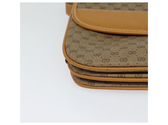 Gucci Borsa a spalla Micro GG Supreme in PVC Marrone Oro Auth BA959 D'oro - vista 10