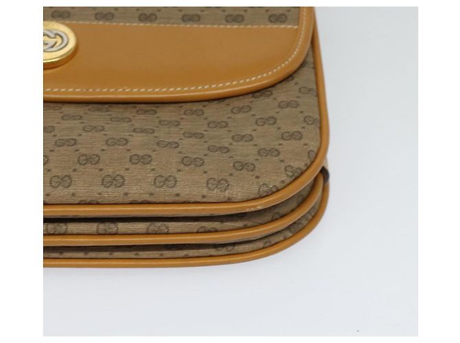 Gucci Borsa a spalla Micro GG Supreme in PVC Marrone Oro Auth BA959 D'oro - vista 11