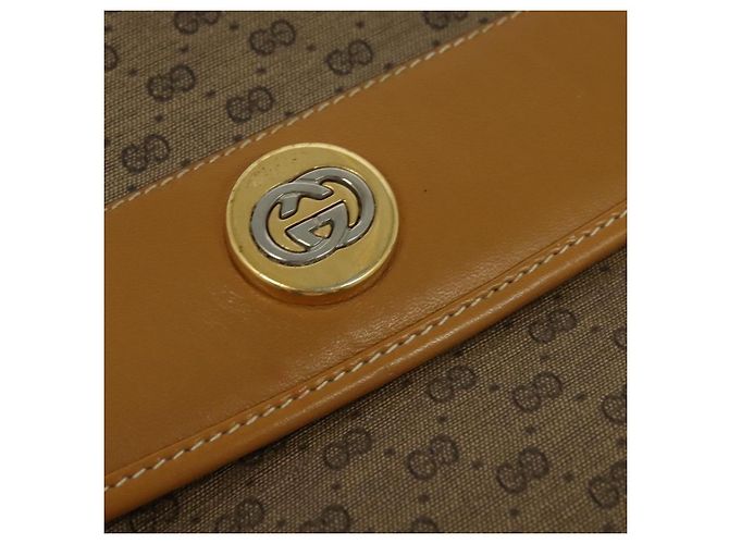 Gucci Borsa a spalla Micro GG Supreme in PVC Marrone Oro Auth BA959 D'oro - vista 14