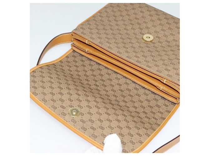Gucci Borsa a spalla Micro GG Supreme in PVC Marrone Oro Auth BA959 D'oro - vista 15