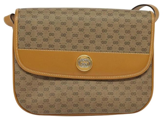 Gucci Borsa a spalla Micro GG Supreme in PVC Marrone Oro Auth BA959 D'oro - vista 2