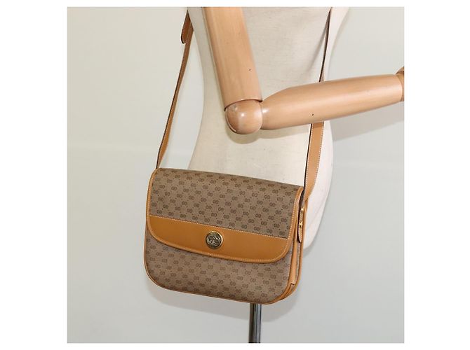 Gucci Borsa a spalla Micro GG Supreme in PVC Marrone Oro Auth BA959 D'oro - vista 24