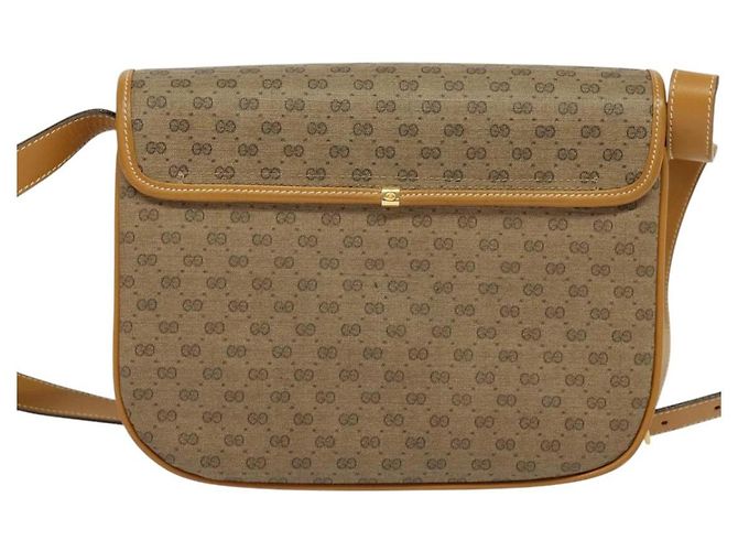 Gucci Borsa a spalla Micro GG Supreme in PVC Marrone Oro Auth BA959 D'oro - vista 3