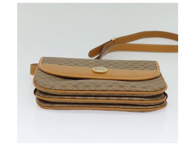 Gucci Borsa a spalla Micro GG Supreme in PVC Marrone Oro Auth BA959 D'oro - vista 9