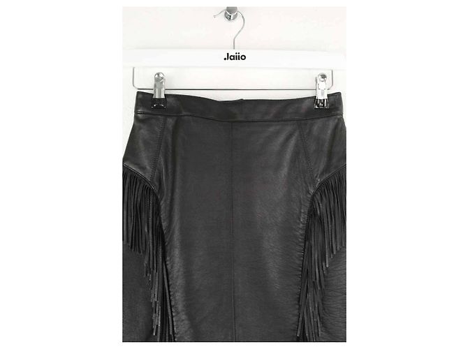 Saint Laurent Mini falda de cuero negra Negro - vista 2