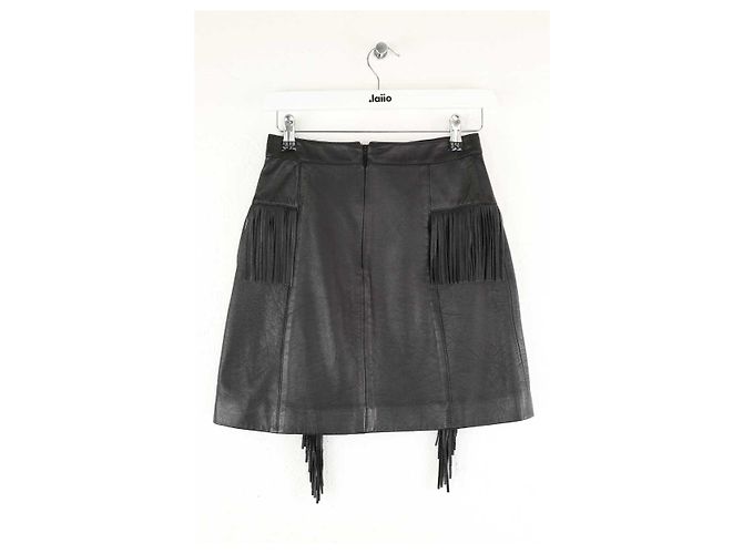 Saint Laurent Mini falda de cuero negra Negro - vista 3