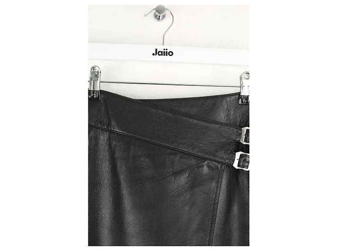 Saint Laurent Mini falda de cuero negra Negro - vista 2