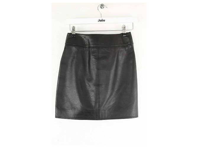 Saint Laurent Mini falda de cuero negra Negro - vista 3