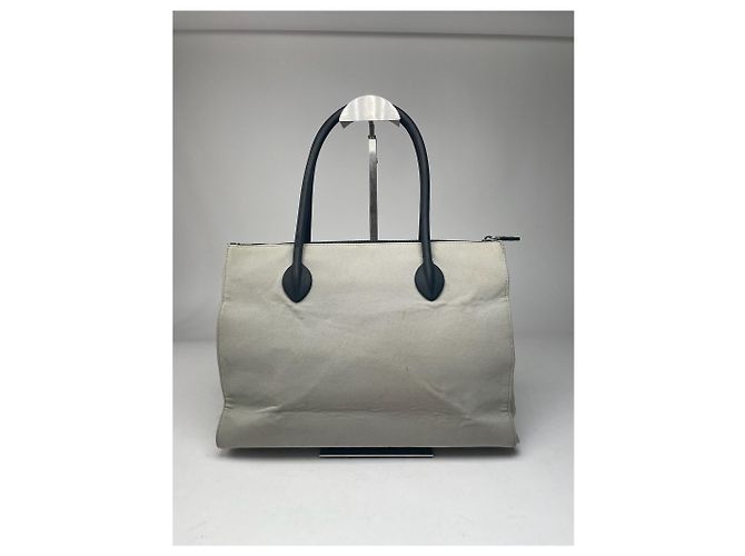 Vintage Miu Miu Canvas Tasche Creme Schwarz Beige - Ansicht 2