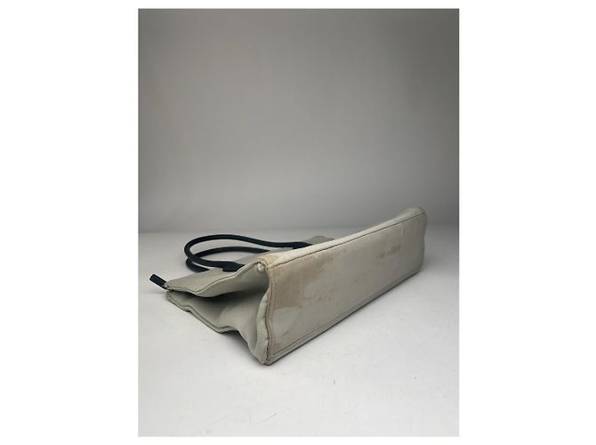 Vintage Miu Miu Canvas Tasche Creme Schwarz Beige - Ansicht 3