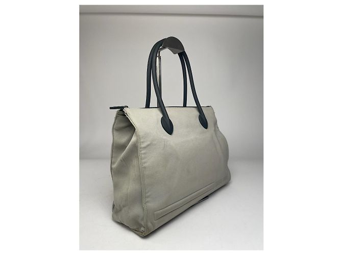 Vintage Miu Miu Canvas Tasche Creme Schwarz Beige - Ansicht 9
