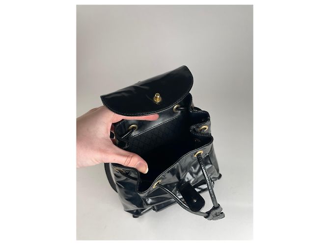 Ophidia Vintage Gucci Bamboo Patelleder Rucksack Schwarz - Ansicht 13