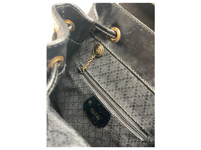 Ophidia Vintage Gucci Bamboo Patelleder Rucksack Schwarz - Ansicht 3