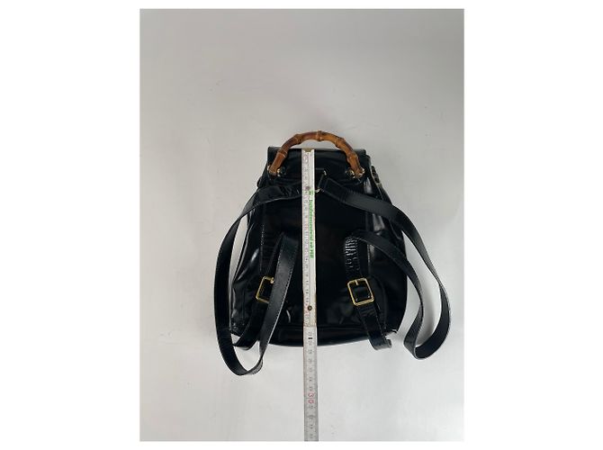 Ophidia Vintage Gucci Bamboo Patelleder Rucksack Schwarz - Ansicht 6