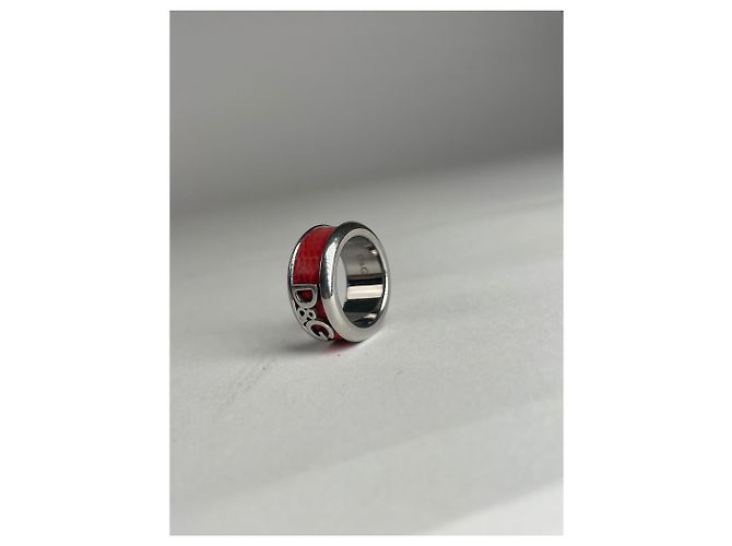 Anello in acciaio vintage Dolce & Gabbana argento/arancione unisex - vista 4