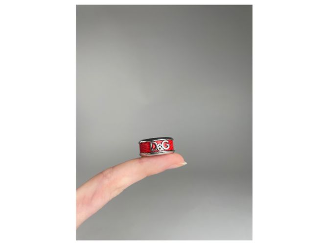 Anello in acciaio vintage Dolce & Gabbana argento/arancione unisex - vista 6