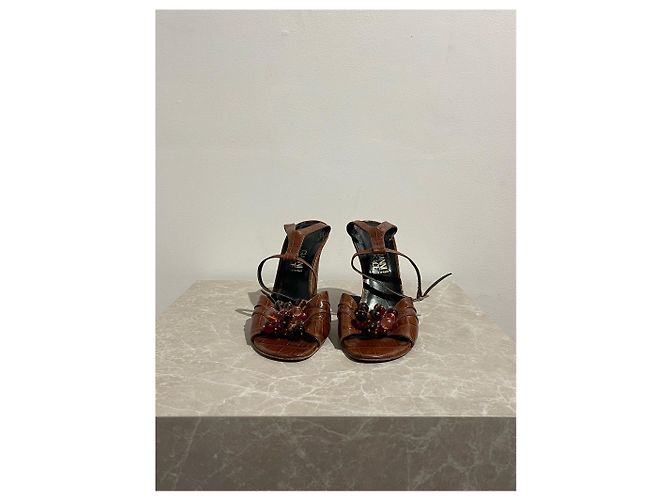 Sandali VERSACE T.EU 37.5 Pelle Marrone - vista 2