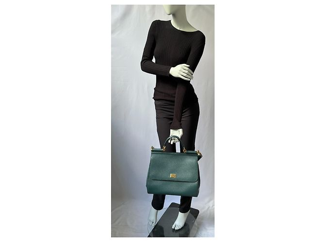 Borsa Dolce & Gabbana Sicily in pelle verde scuro - vista 10