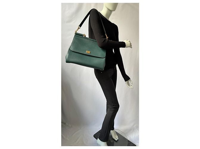 Borsa Dolce & Gabbana Sicily in pelle verde scuro - vista 12