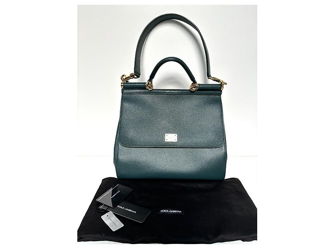 Borsa Dolce & Gabbana Sicily in pelle verde scuro - vista 3