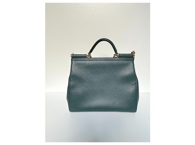 Borsa Dolce & Gabbana Sicily in pelle verde scuro - vista 4