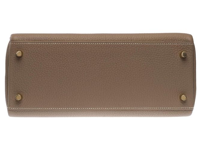 Hermès Sac HERMES Kelly 28 en Cuir Étoupe - 102604 Taupe - vue 10