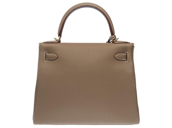 Hermès Sac HERMES Kelly 28 en Cuir Étoupe - 102604 Taupe - vue 4