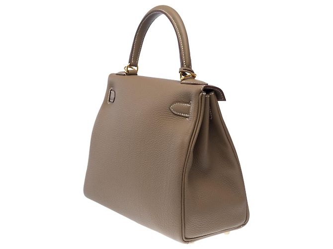 Hermès Sac HERMES Kelly 28 en Cuir Étoupe - 102604 Taupe - vue 6