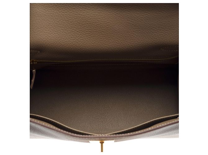 Hermès Sac HERMES Kelly 28 en Cuir Étoupe - 102604 Taupe - vue 8