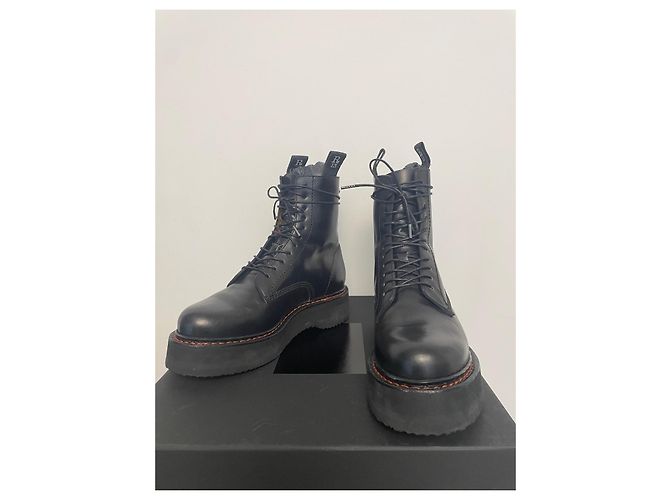 Stivaletti R13 in pelle nera con suola Vibram Nero - vista 2