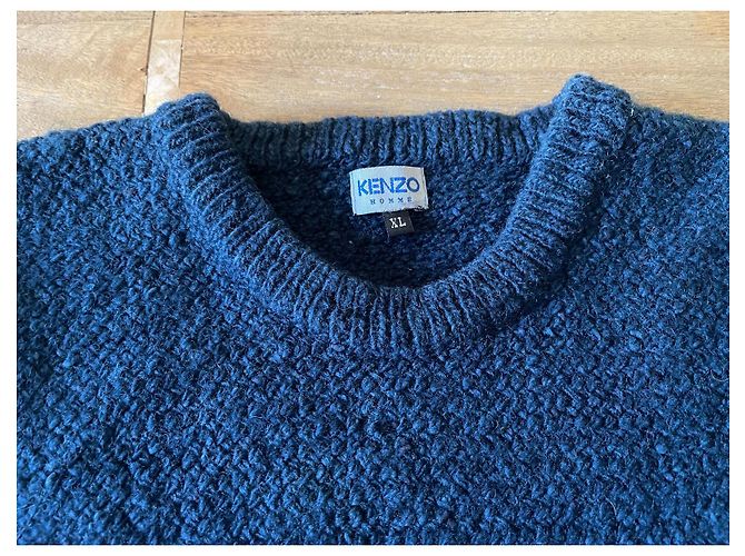 Pullover oder Sweater aus 100% petrolblauer Wolle Größe L-XL Kenzo Herren - Ansicht 5