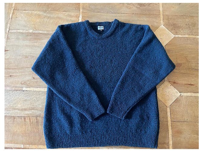 Pullover oder Sweater aus 100% petrolblauer Wolle Größe L-XL Kenzo Herren - Ansicht 6