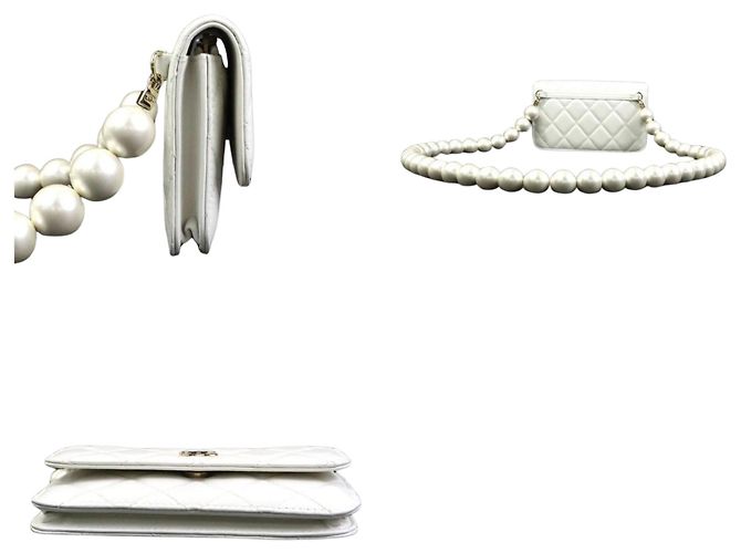 Wallet On Chain Cartera Chanel Con Cadena Blanco - vista 2