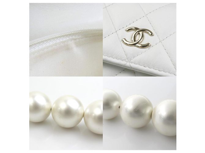 Wallet On Chain Cartera Chanel Con Cadena Blanco - vista 4