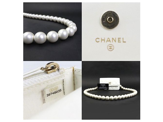 Wallet On Chain Cartera Chanel Con Cadena Blanco - vista 5