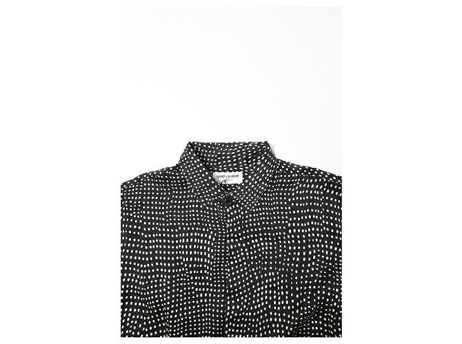 Camicia Pointillismo Saint Laurent in seta nera - vista 10
