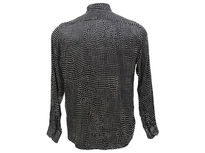 Camicia Pointillismo Saint Laurent in seta nera - vista 3
