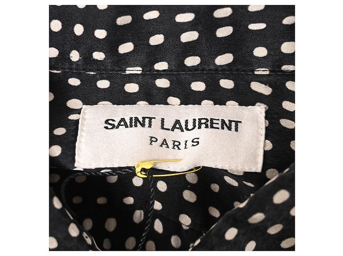 Camicia Pointillismo Saint Laurent in seta nera - vista 4