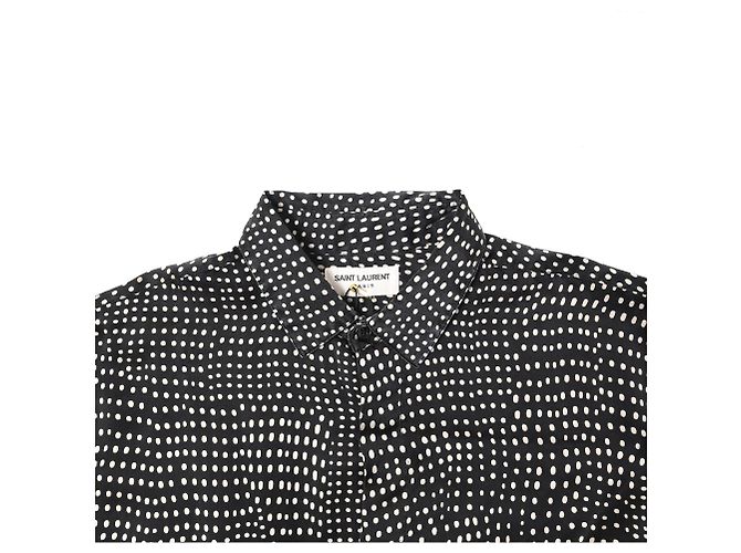 Camicia Pointillismo Saint Laurent in seta nera - vista 5