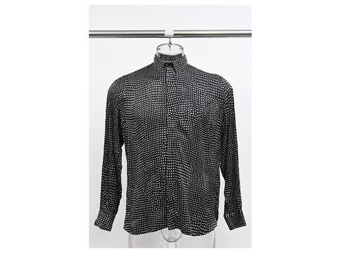 Camicia Pointillismo Saint Laurent in seta nera - vista 6